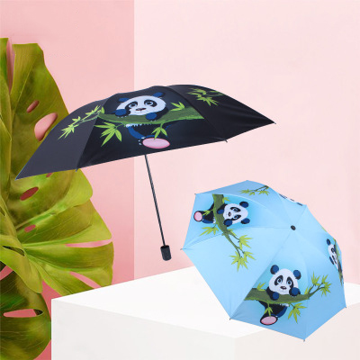 厂家直销黑胶防紫线晴雨伞 卡通防晒三折小黑伞可定制logo小优视频APP网站伞