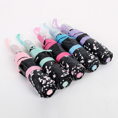 厂家批发小优视频下载创意加厚全自动樱花伞 8骨黑胶遮阳晴雨伞自动樱花伞